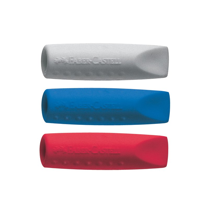 Faber-Castell gommes à crayons avec capuchon, sans PVC, couleurs assorties, 2 pièces